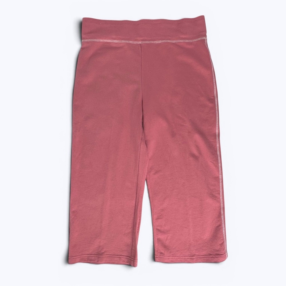 SO Cropped Capri Sweatpants Rose Pink Pull On Lounge Athleisure Yoga Y2K Sz L